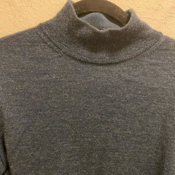 Peruvian Connection Blue Baby Alpaca & Wool Mock Neck Sweater Size S - Picture 2 of 9